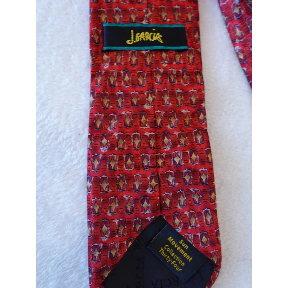 Jerry Garcia 2003 Sun Movement Collection 34 Neck Tie 100% Silk Vtg Dead‎ Red